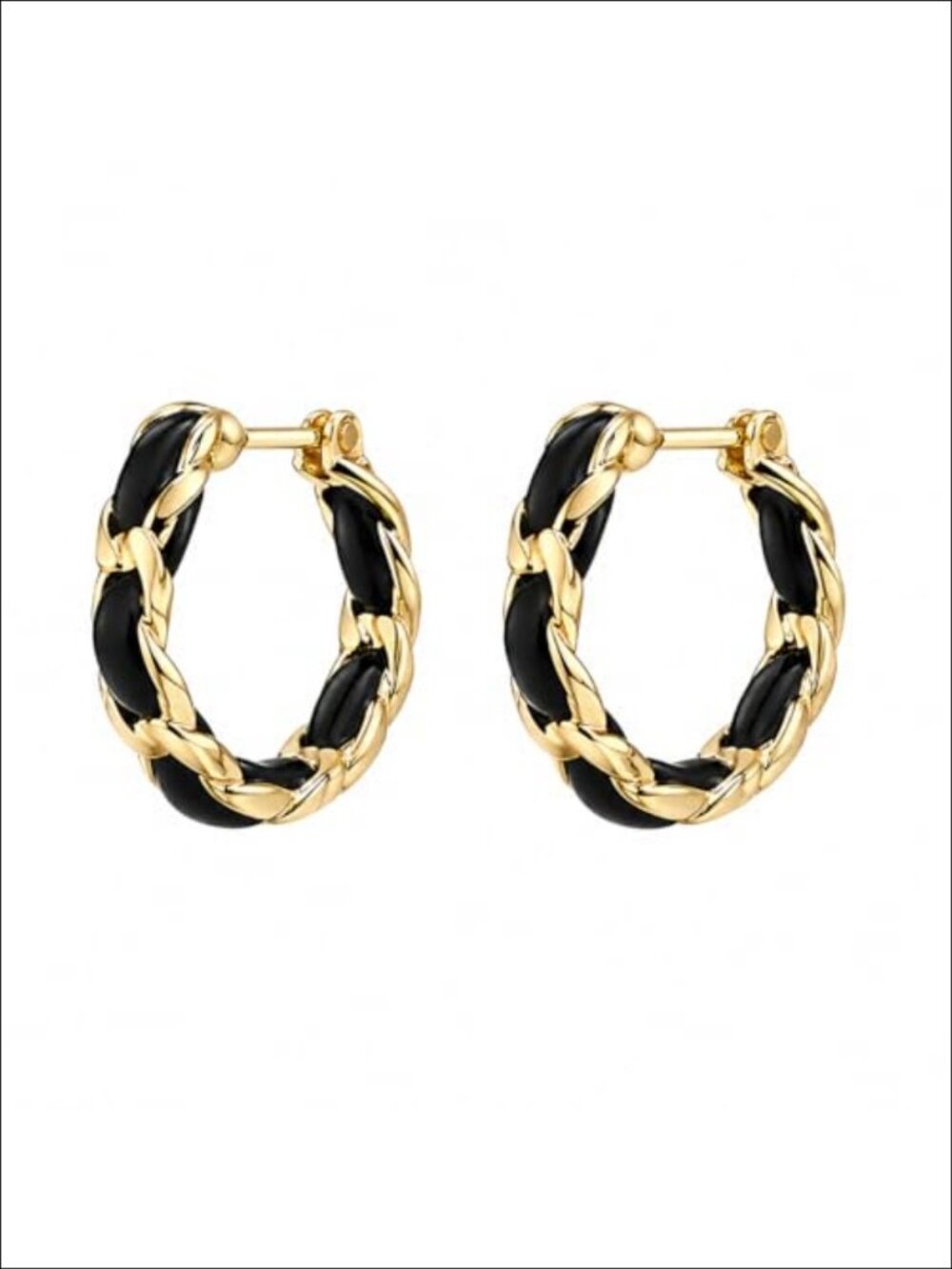 14k Gold Hoop Earrings Women Twisted Huggie Pearl Accent 30mm